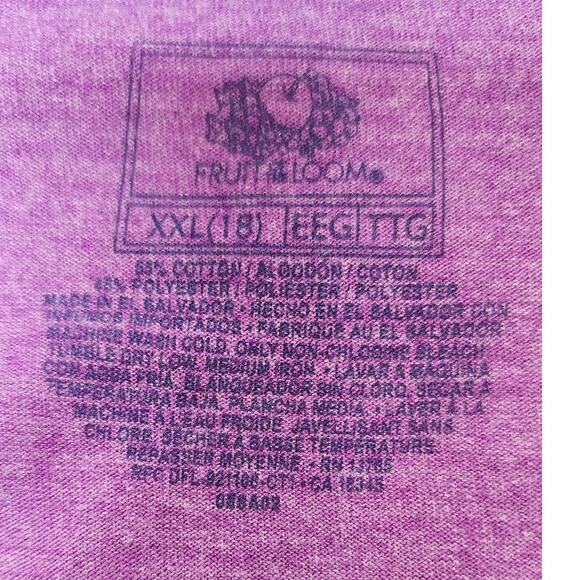 Fruit Of The Loom Purple Pre Shrunk Cotton Poly V- Neck T-shirt Women's Size 18 - Picture 3 of 6